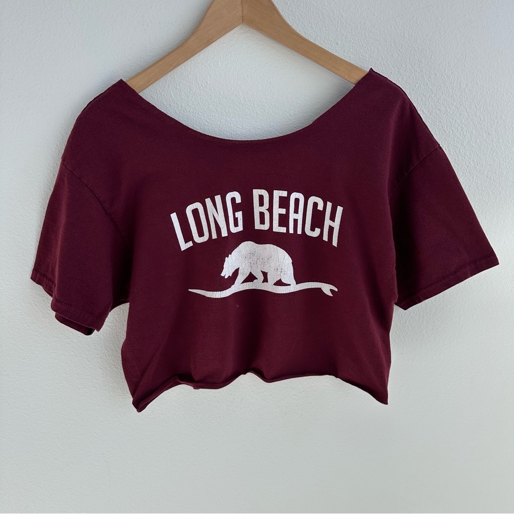 Long Beach Off The Shoulder Cropped Surf Tee